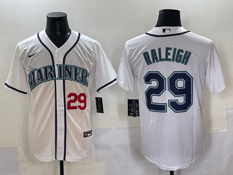 Men 2025 Seattle Mariners #29 Raleigh White Game Nike MLB Jersey style 3